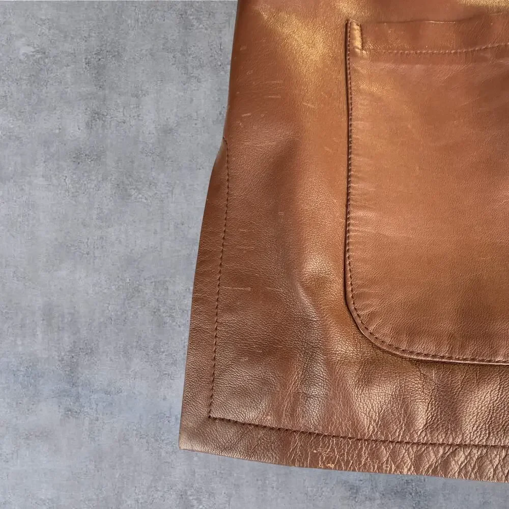 VTG Marco Pierguidi Italian Leather Jacket Mens Med Brown Car Chore Coat Italy⁠